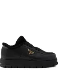 Prada shearling leather sneakers - Black