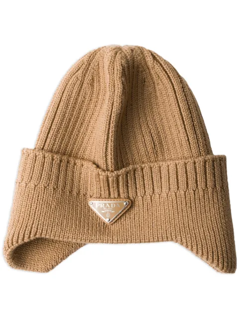 Prada enamel-logo wool beanie