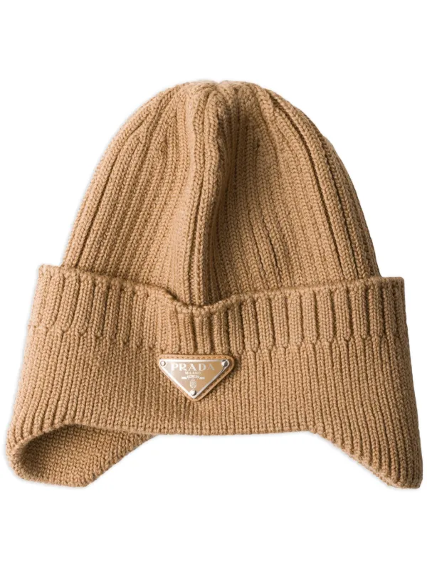 ニットキャップ・ビーニー Prada Embroidered wool blend beanie hat Prada Wool Beanie | Saks Fifth Avenue