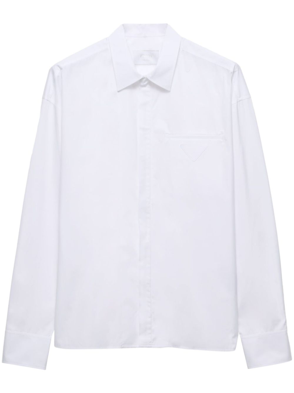 Prada triangle-logo cotton shirt - White