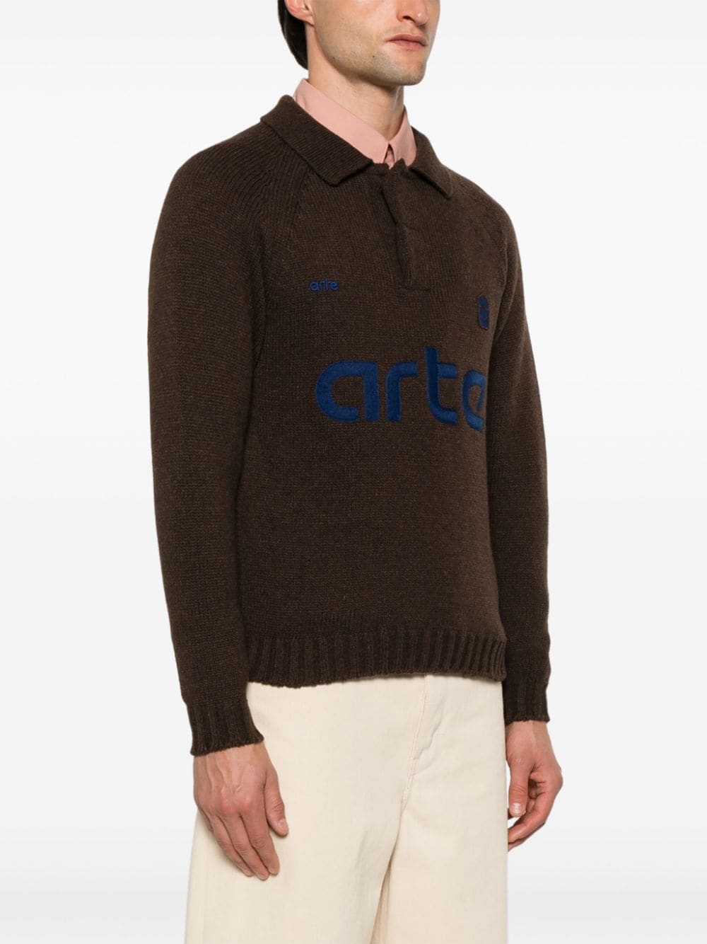 Shop Arte Football Sweater In Brown