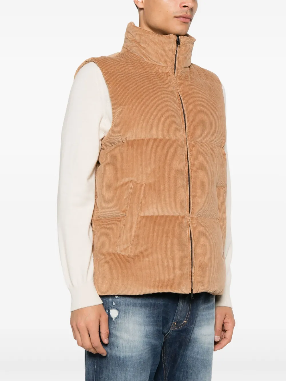 Herno Ribfluwelen gilet Bruin