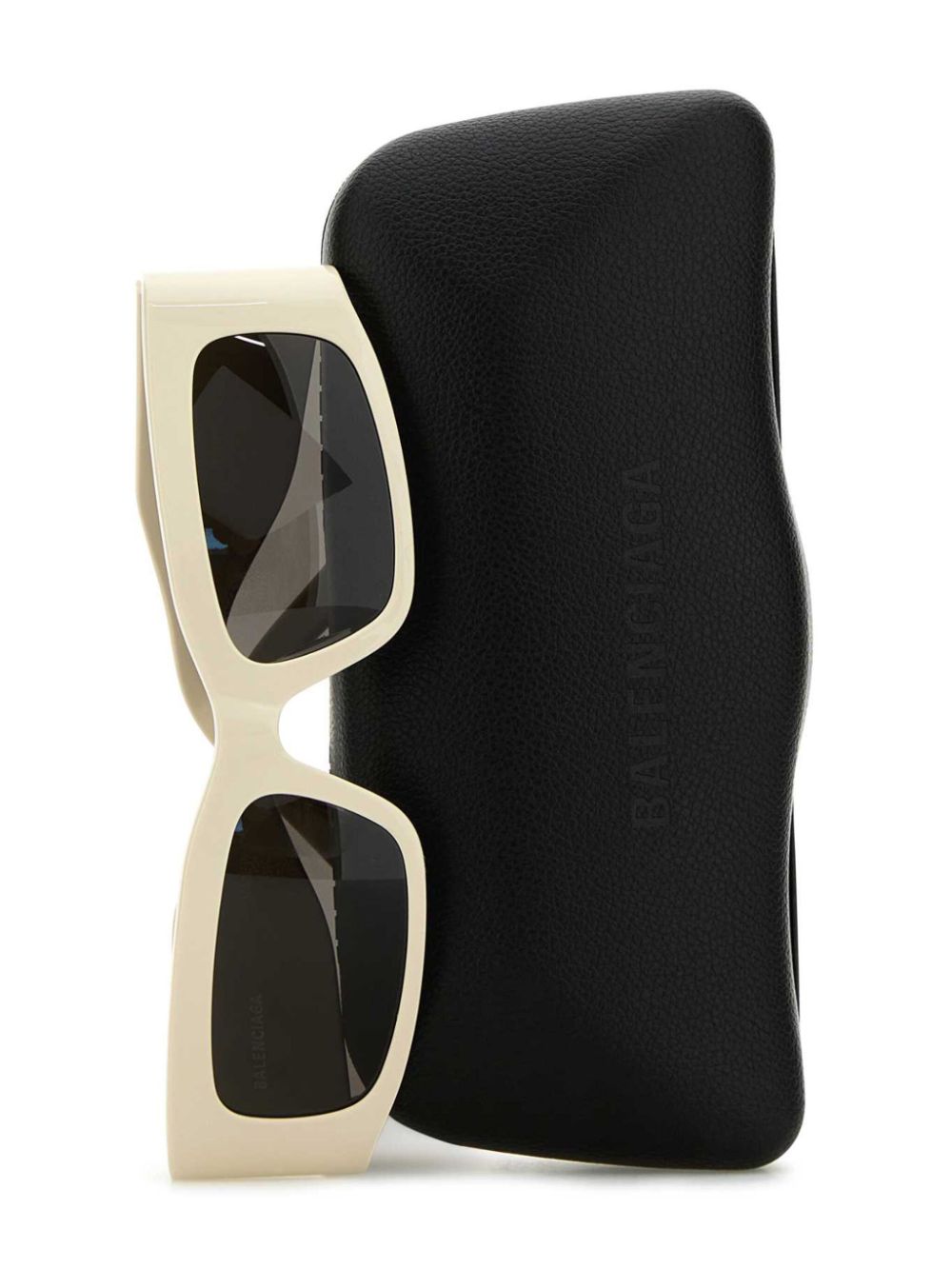 Shop Balenciaga Logo-print Rectangle-frame Sunglasses In Neutrals