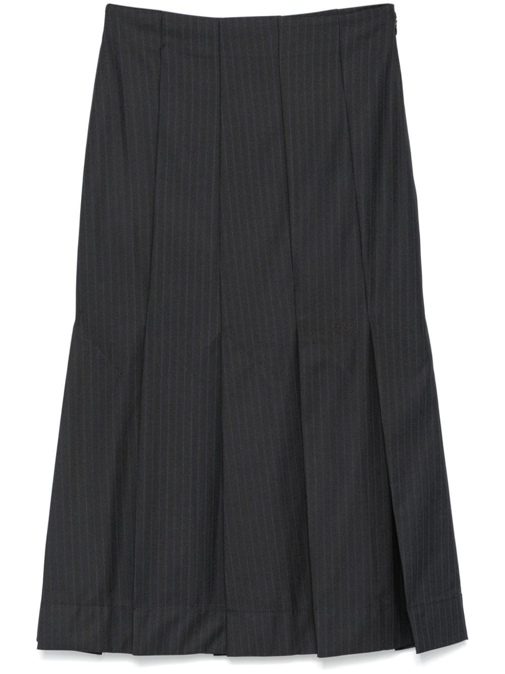 Ganni Pinstriped Midi Skirt In Black