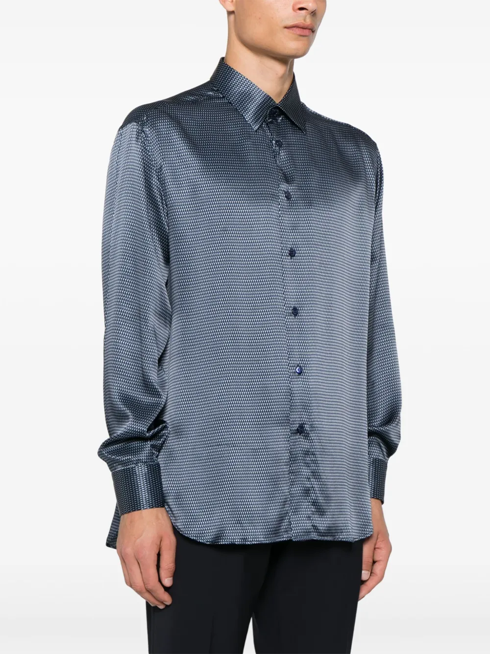 Brioni Overhemd met geometrisch patroon Blauw
