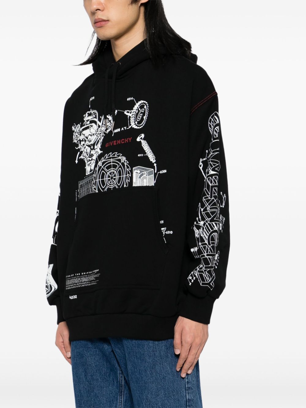 Shop Givenchy Graphic-print Hoodie In Black