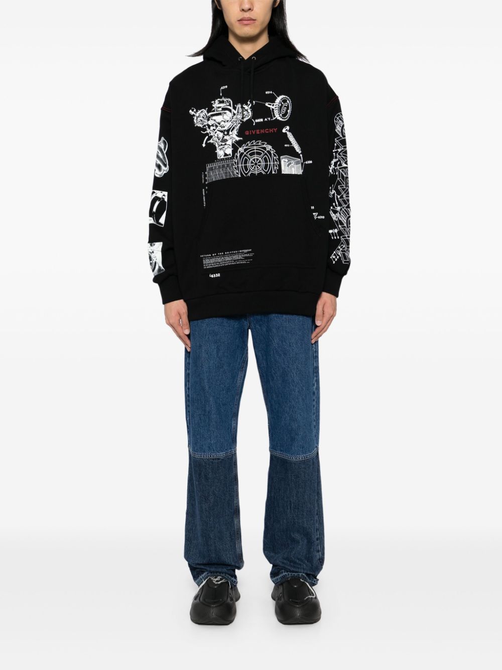 Shop Givenchy Graphic-print Hoodie In Black