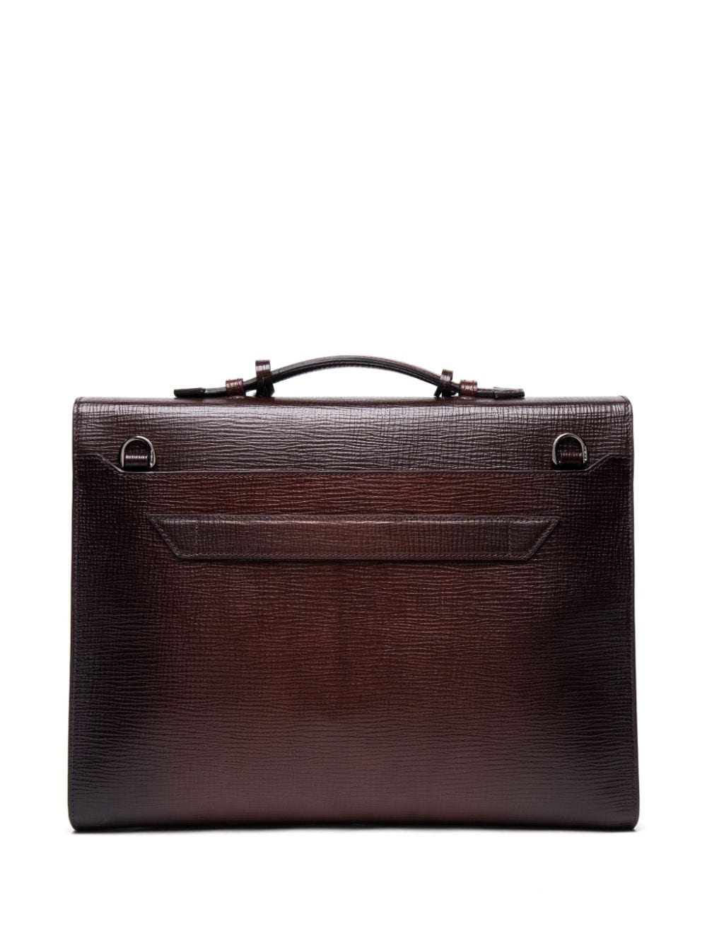 Shop Santoni Logo Engraved Briefcase In Brown