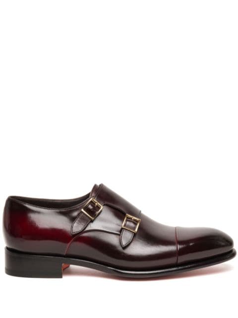 Santoni leather monk shoes