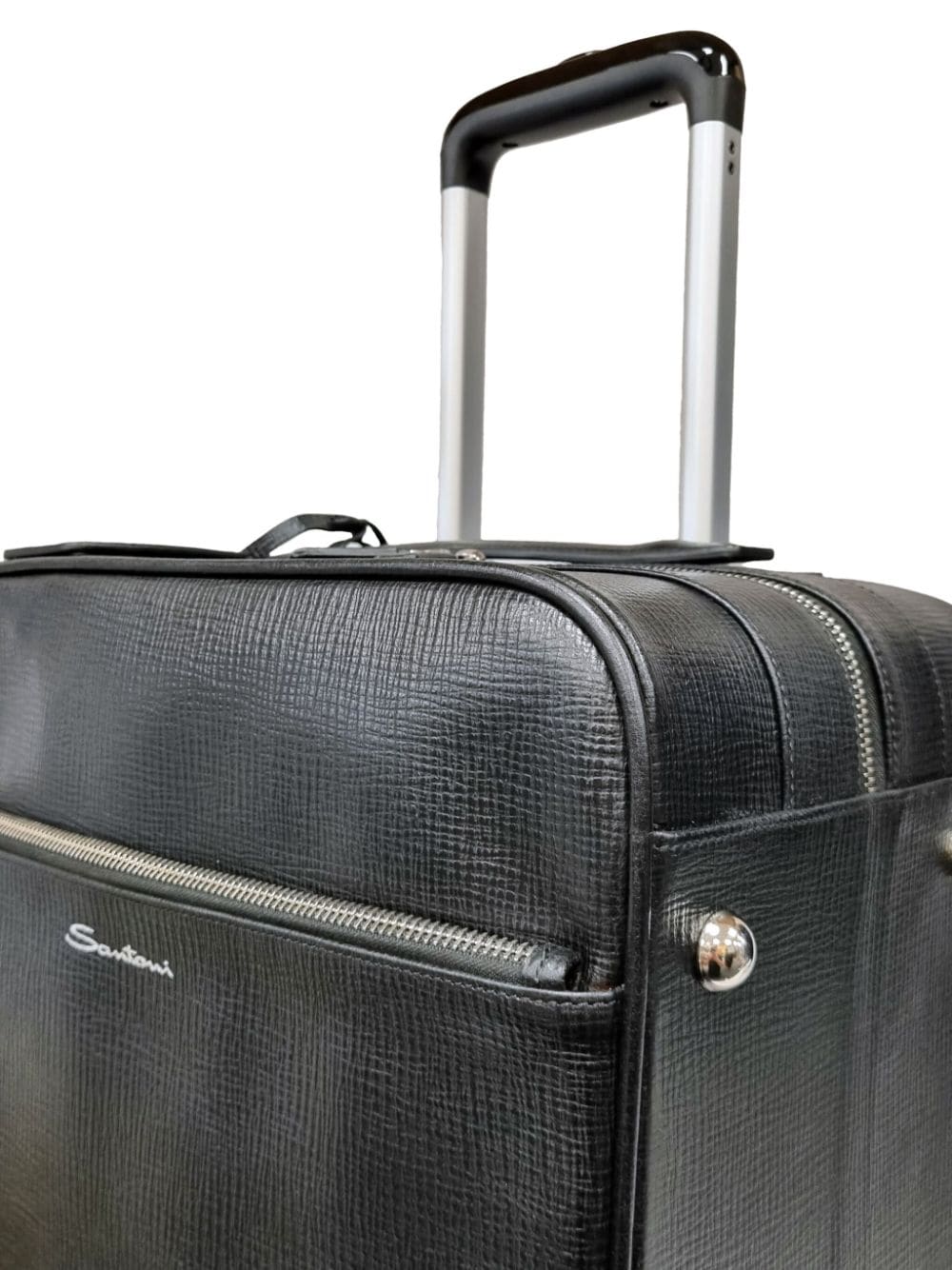 Shop Santoni Leather Travel Bag In Black