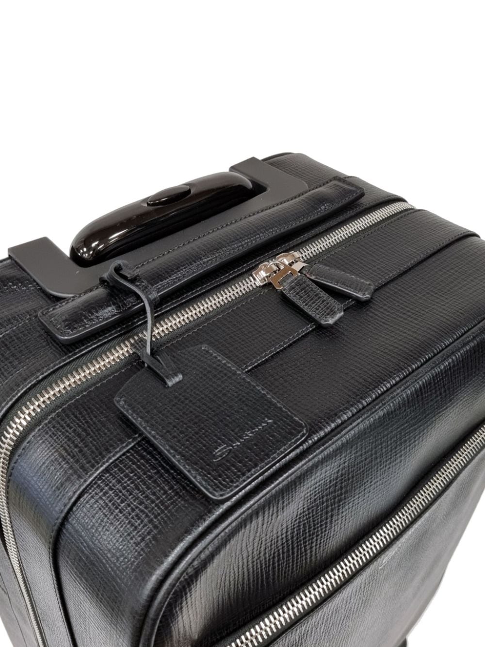 Shop Santoni Leather Travel Bag In Black