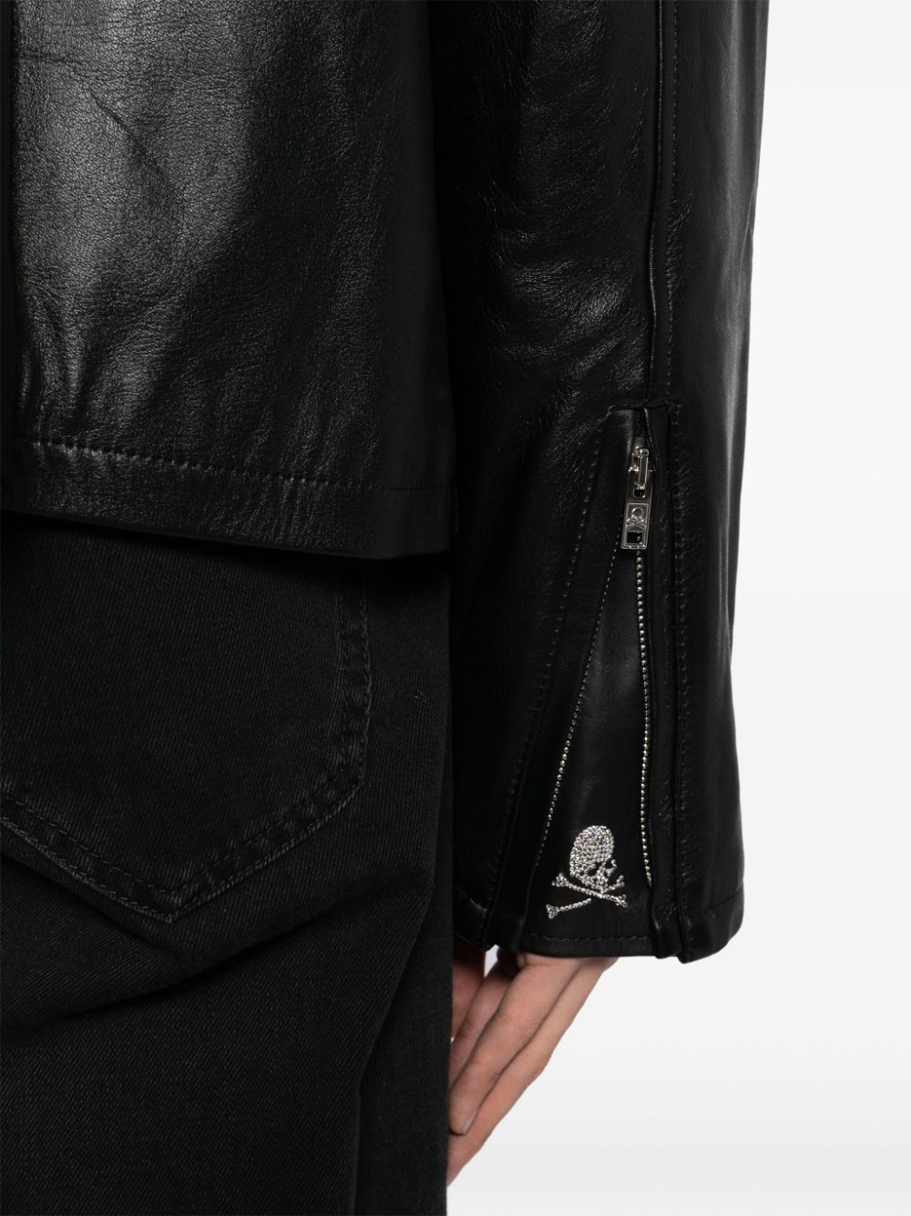 Shop Mastermind Japan Full-zip Leather Jacket In Black