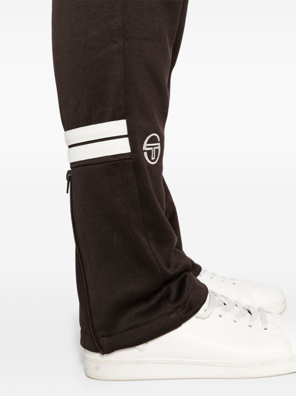 Shop Sergio Tacchini Embroidered-logo Track Pants In Brown