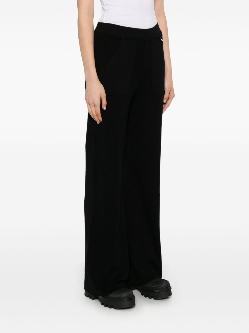 Shop Herno Flared Trousers In Black