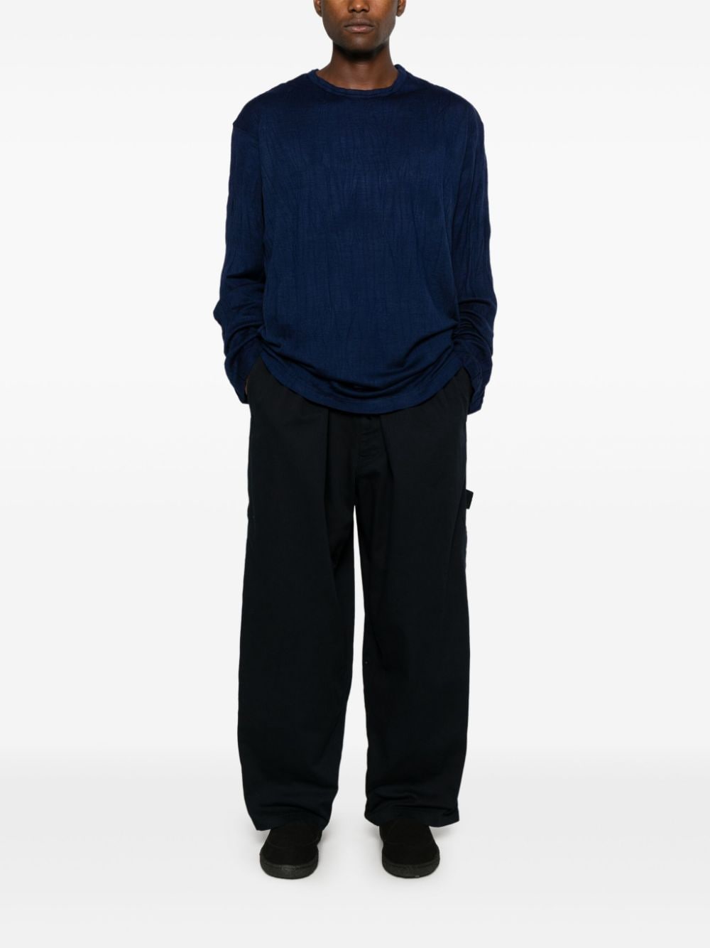 Shop Yohji Yamamoto G-3 Trousers In Blue