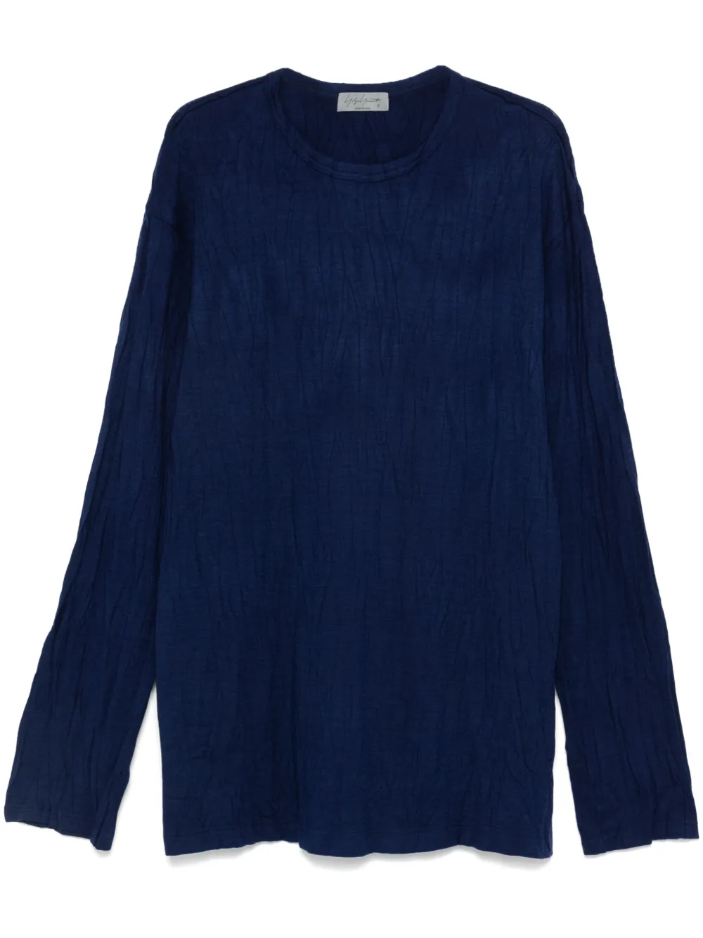 Yohji Yamamoto Gekreukt T-shirt Blauw