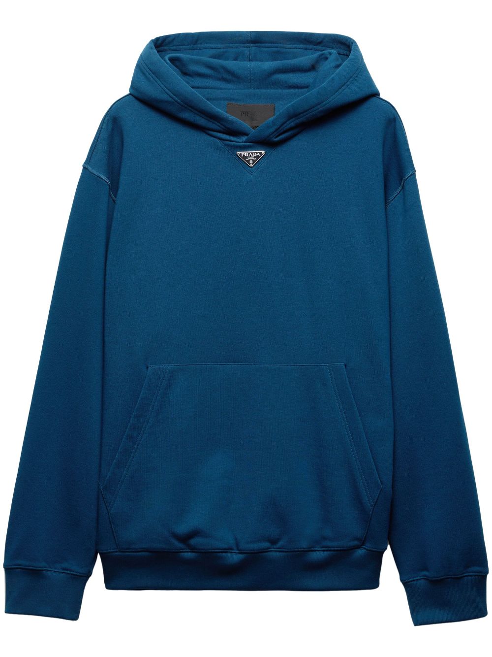 Prada enamel-logo cotton hoodie - Blue