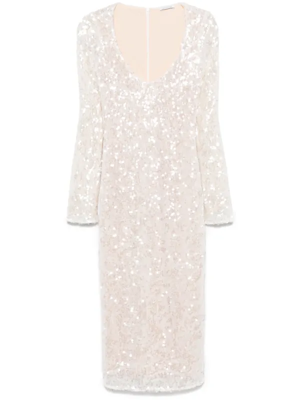 Patrizia Pepe sequin-embellished Midi Dress White FARFETCH JO