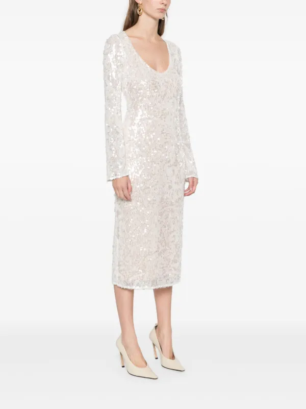 Patrizia Pepe sequin-embellished Midi Dress White FARFETCH AO