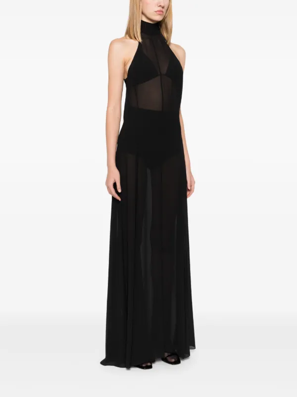 Patrizia Pepe Sheer Maxi Dress | Black | FARFETCH