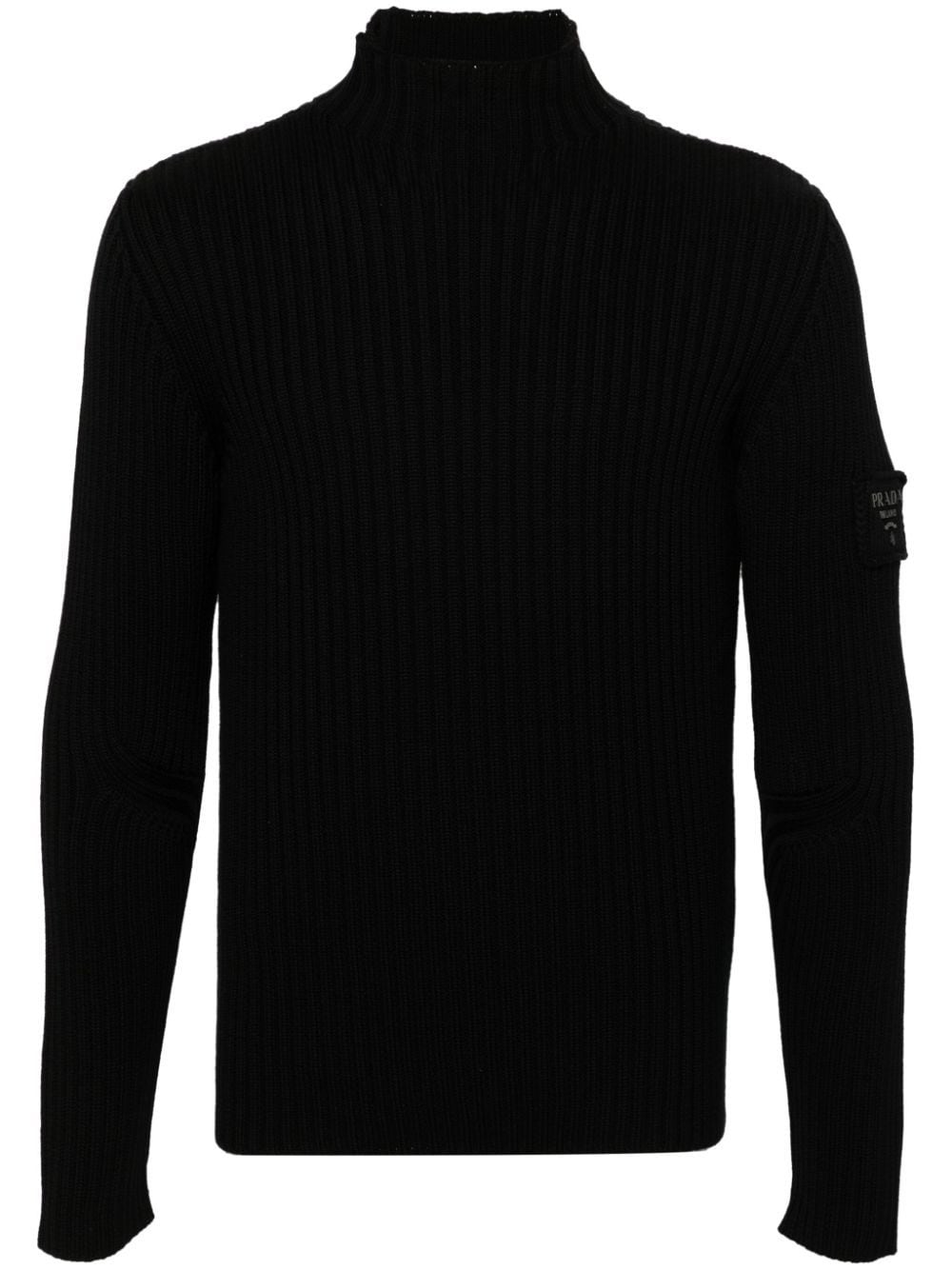 Shop Prada Logo-lettering Sweater In Black