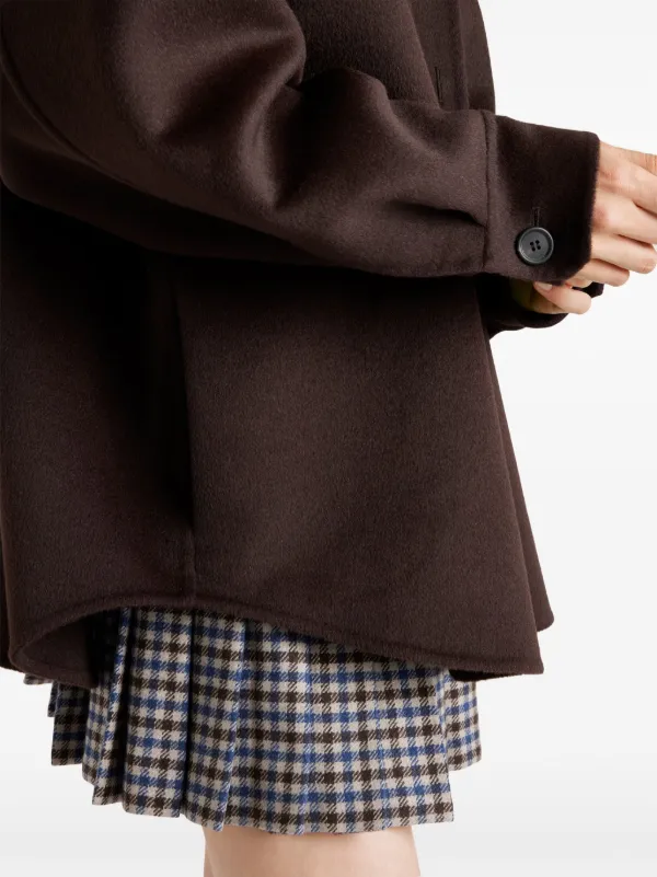 Prada enamel-logo Wool Jacket | Brown | FARFETCH
