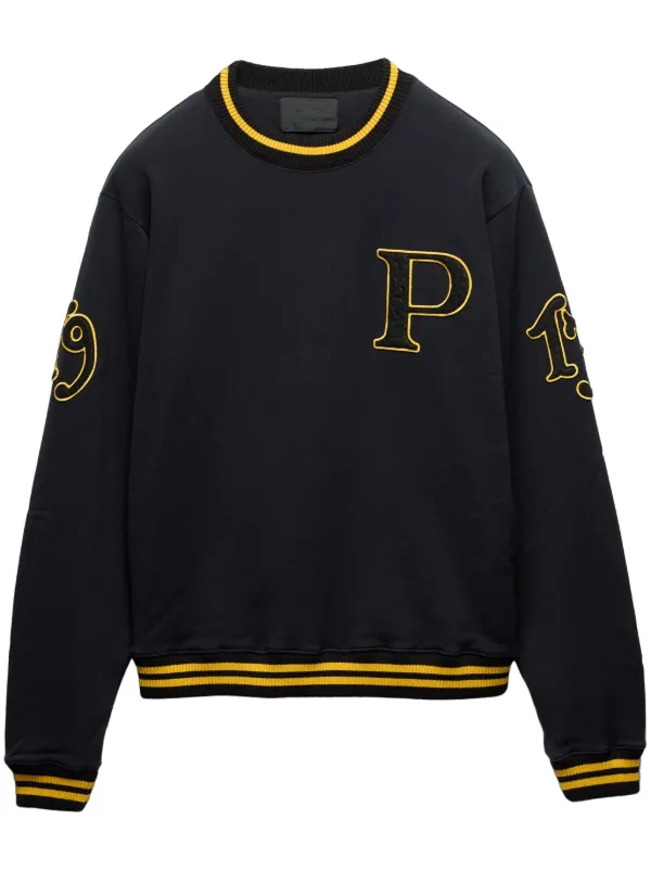 Prada logo patch Cotton Sweatshirt Black FARFETCH NO