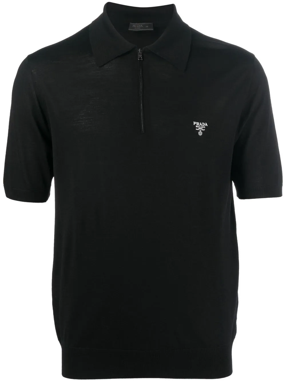 Prada Superfine Wool Polo Shirt In F0002 Nero