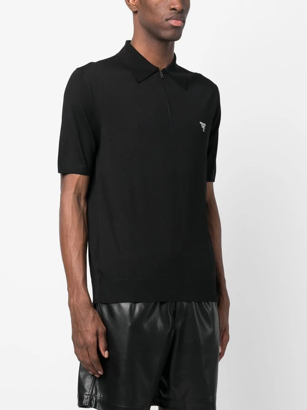 Prada Superfine Wool Polo Shirt In F0002 Nero