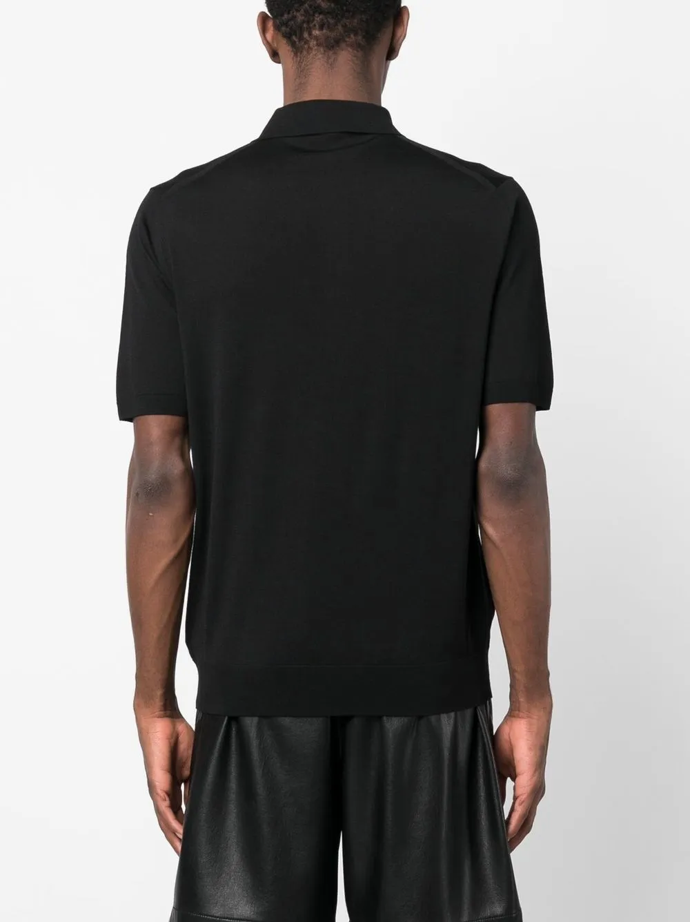 Prada Superfine Wool Polo Shirt In F0002 Nero