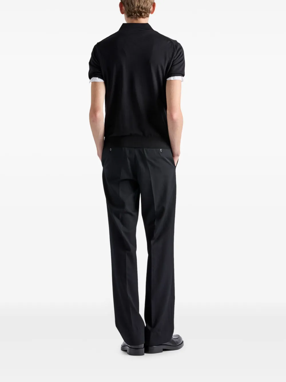 Prada Poloshirt met halve rits Zwart
