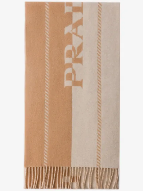 Prada small jacquard-logo wool scarf