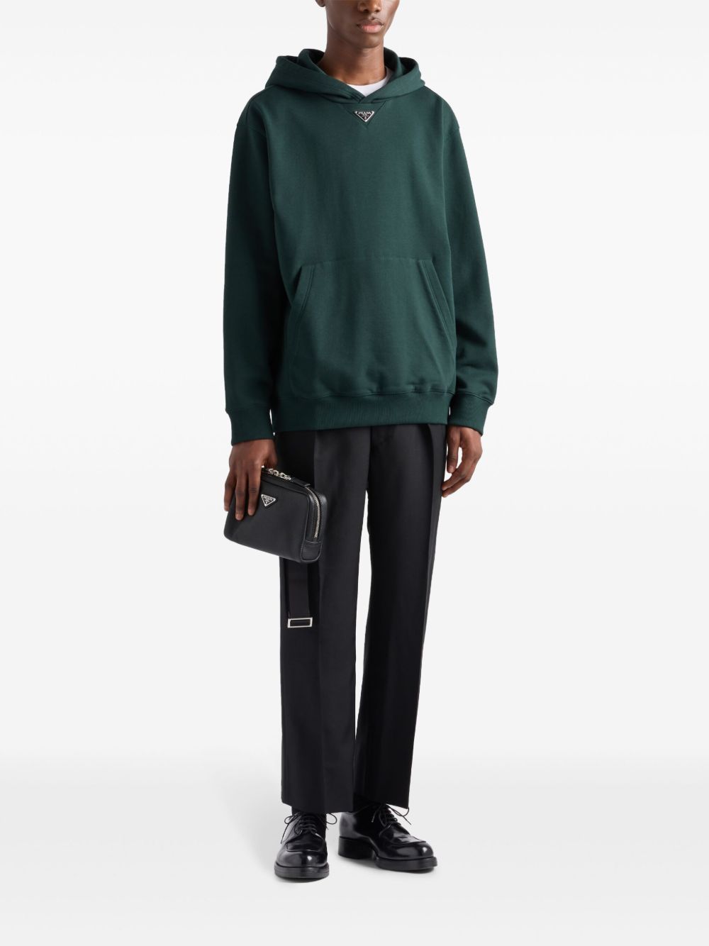 Prada triangle-logo hoodie - Green