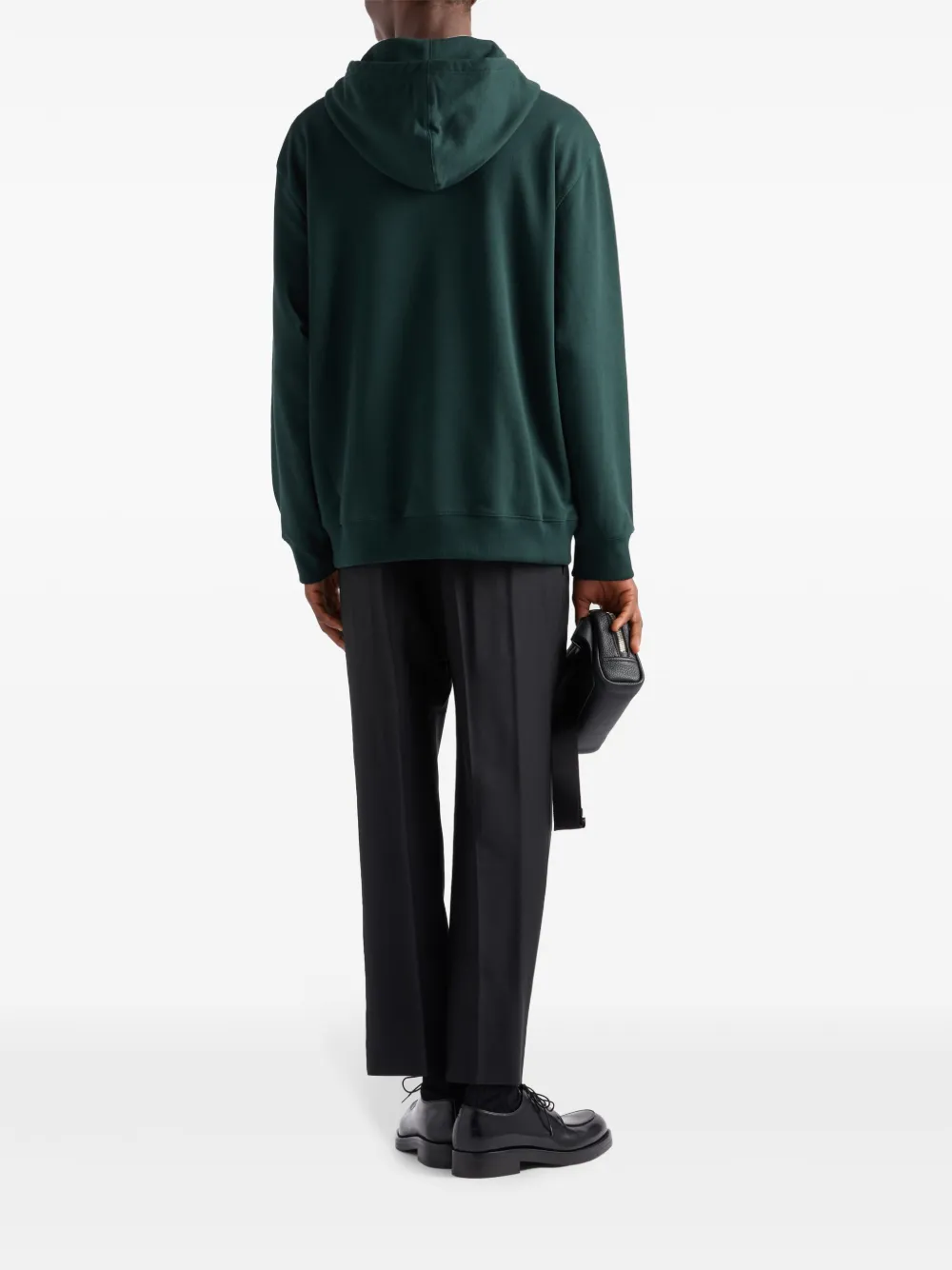 【PRADA】日本未入荷★TRIANGLE LOGO FLEECE フーディ Prada triangle-logo Hoodie | Green | FARFETCH