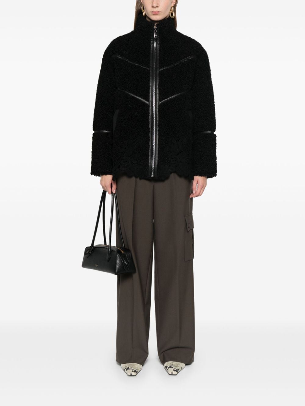 Shop Ermanno Firenze Faux-shearling Jacket In Schwarz