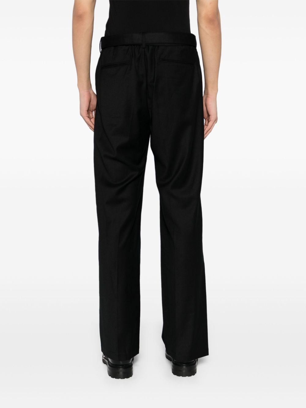 Shop Attachment Detachable-belt Straight-leg Trousers In Schwarz