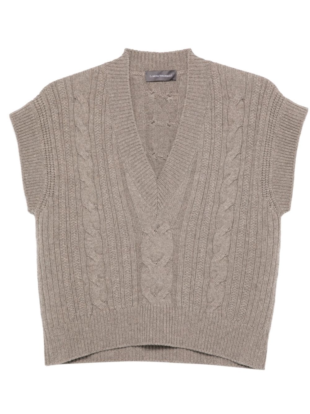 Shop Lorena Antoniazzi Cable-knit Vest In Brown