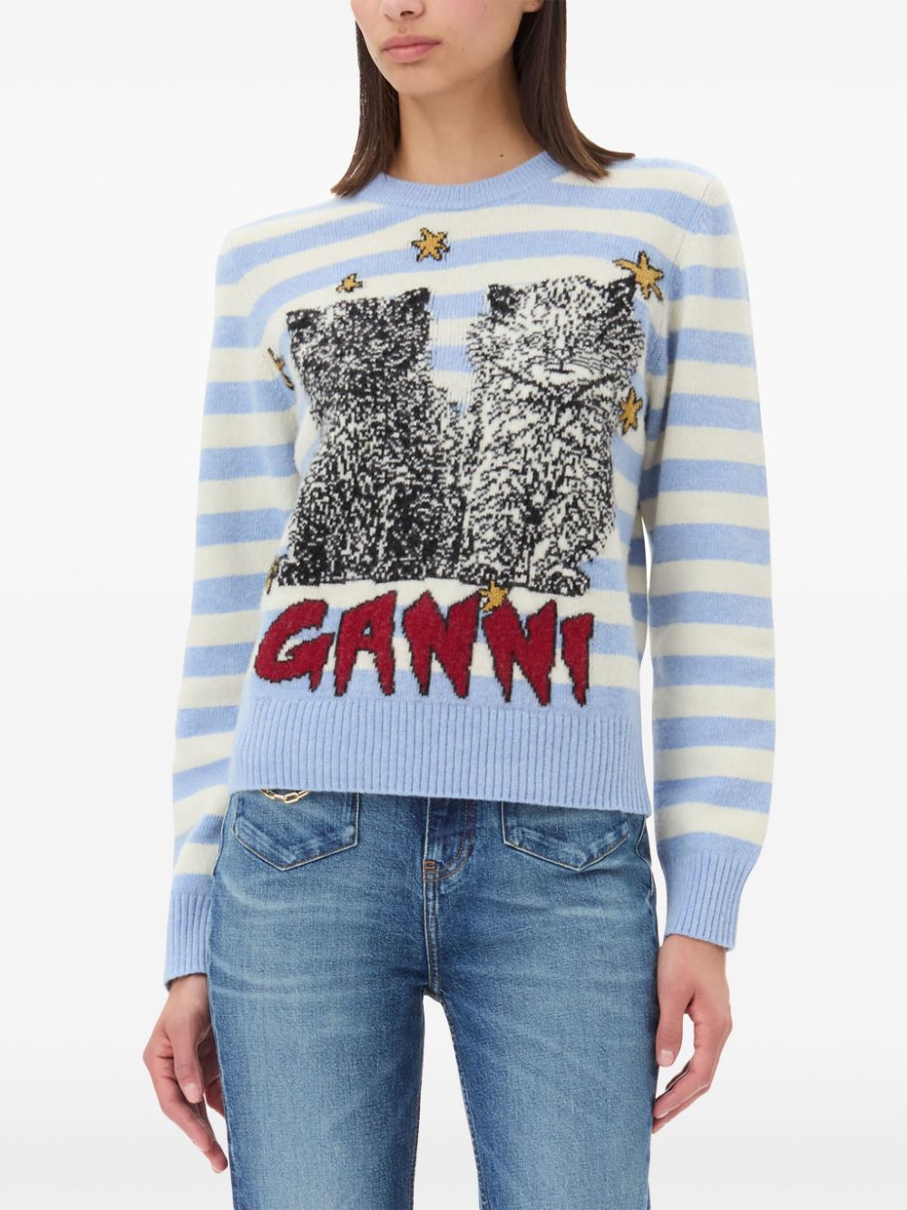 GANNI embroidered long sleeve jumper Women