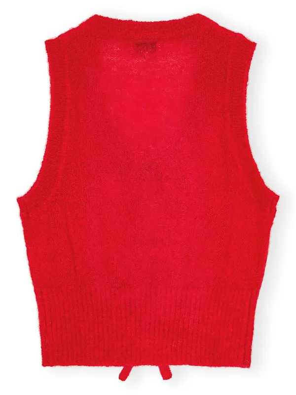 GANNI Bow Detailing Sleeveless Vest Red FARFETCH JO