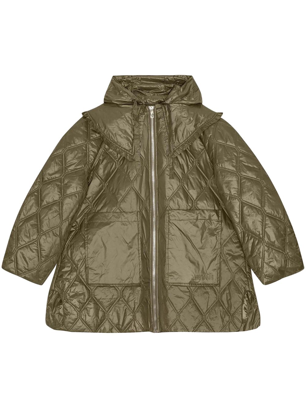 GANNI quilted zipped puffer jacket - Green