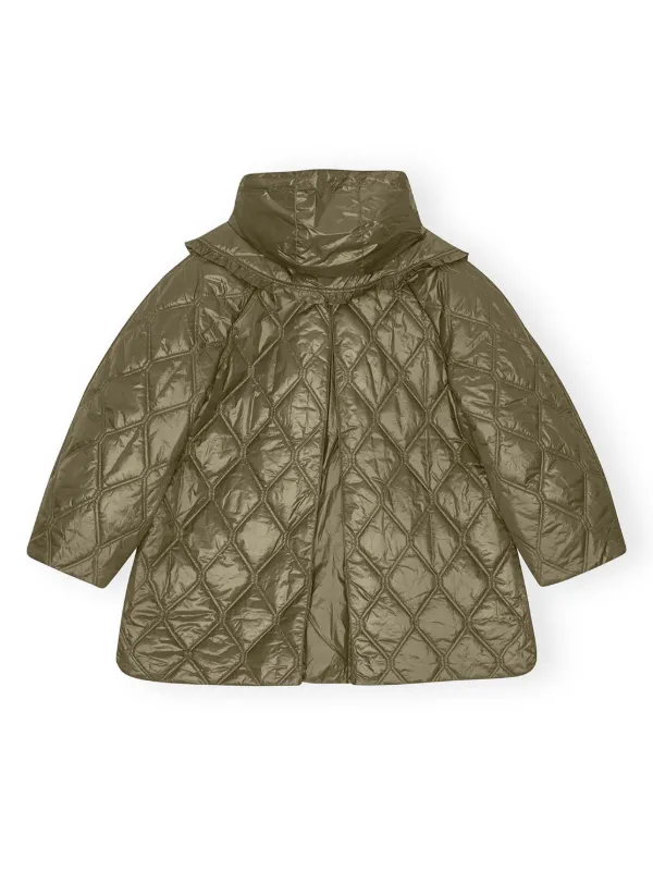 GANNI オリーブ ダウンベスト GANNI Quilted Zipped Puffer Jacket | Green | FARFETCH