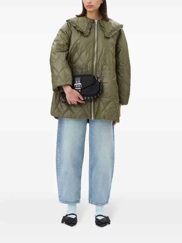 ダウンジャケット・コート Ganni Quilted Puffer Coat GANNI Quilted Zipped Puffer Jacket | Green | FARFETCH
