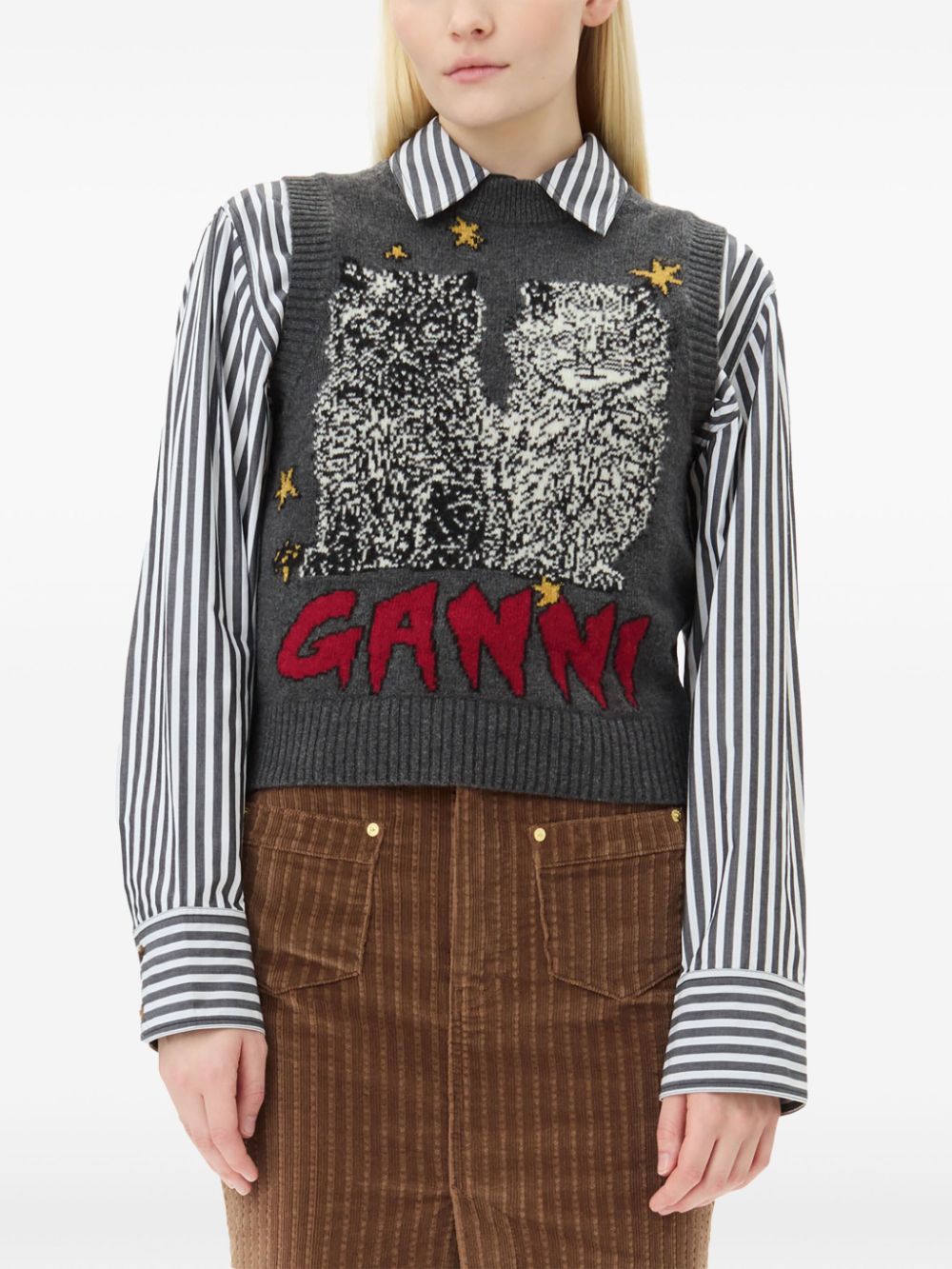 GANNI embroidered sleeveless vest Women