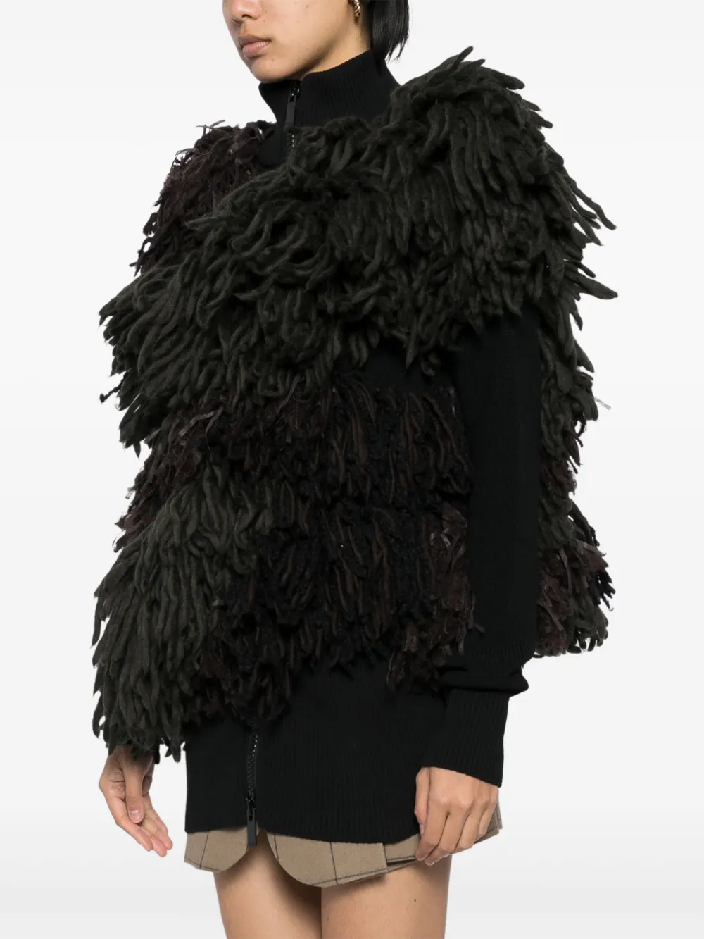 sacai Vest verfraaid met imitatiebont Groen