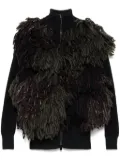sacai faux-fur embellishment cardigan - Green