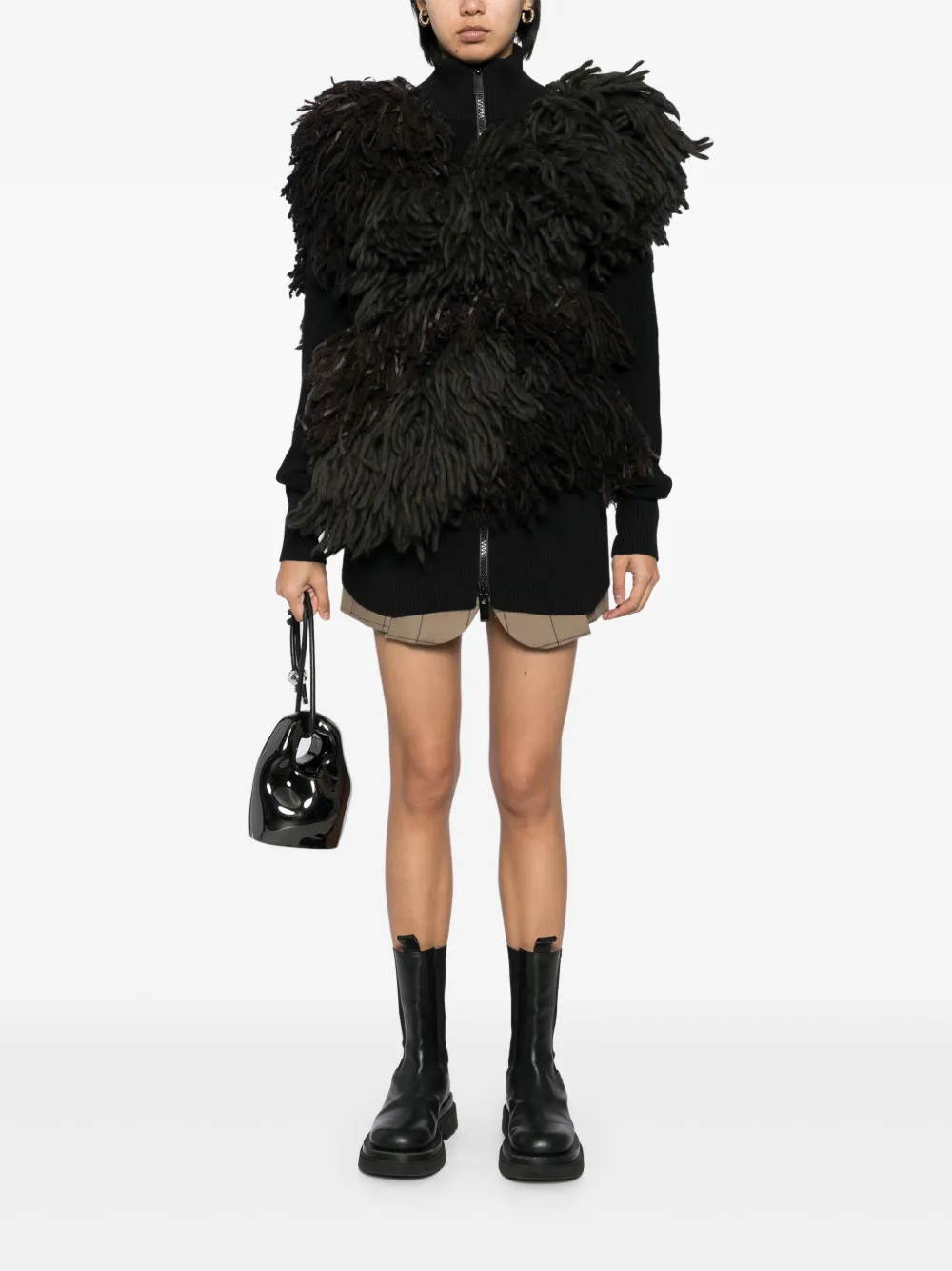 sacai Vest verfraaid met imitatiebont Groen
