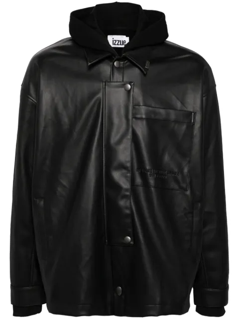 izzue detachable faux-leather jacket