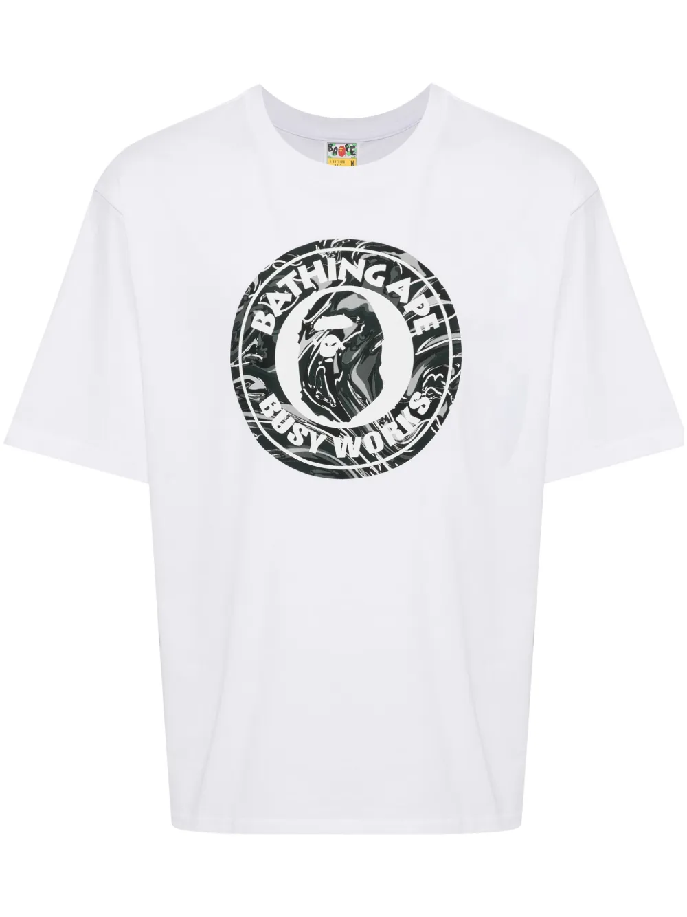 A BATHING APE T-shirt met camouflageprint en logo Wit