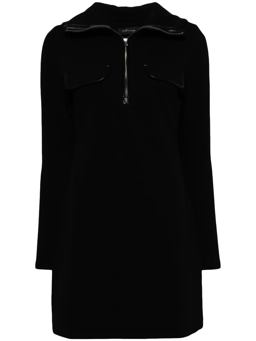 Shop Tout A Coup Half-zip Mini Dress In Schwarz