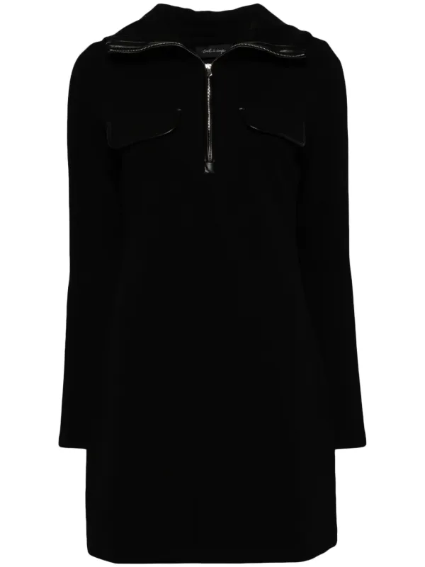knee length dresses for ladies Sleeveless Polo Collar Half Zip Knit Mini Dress